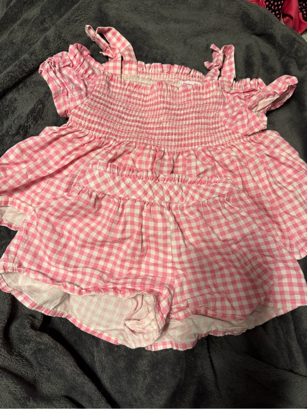 Tommy Bahama Pink Gingham Smocked Tank Top Set